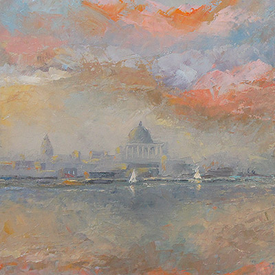 Картина маслом - Венецианский розовый закат